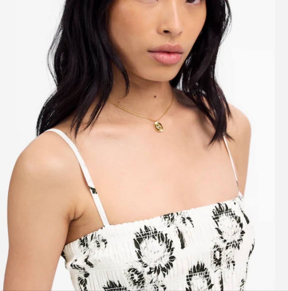 Madewell Smocked Maxi Dress NV462 Size M Graphic Sunflowers NWT - Picture 4 of 10